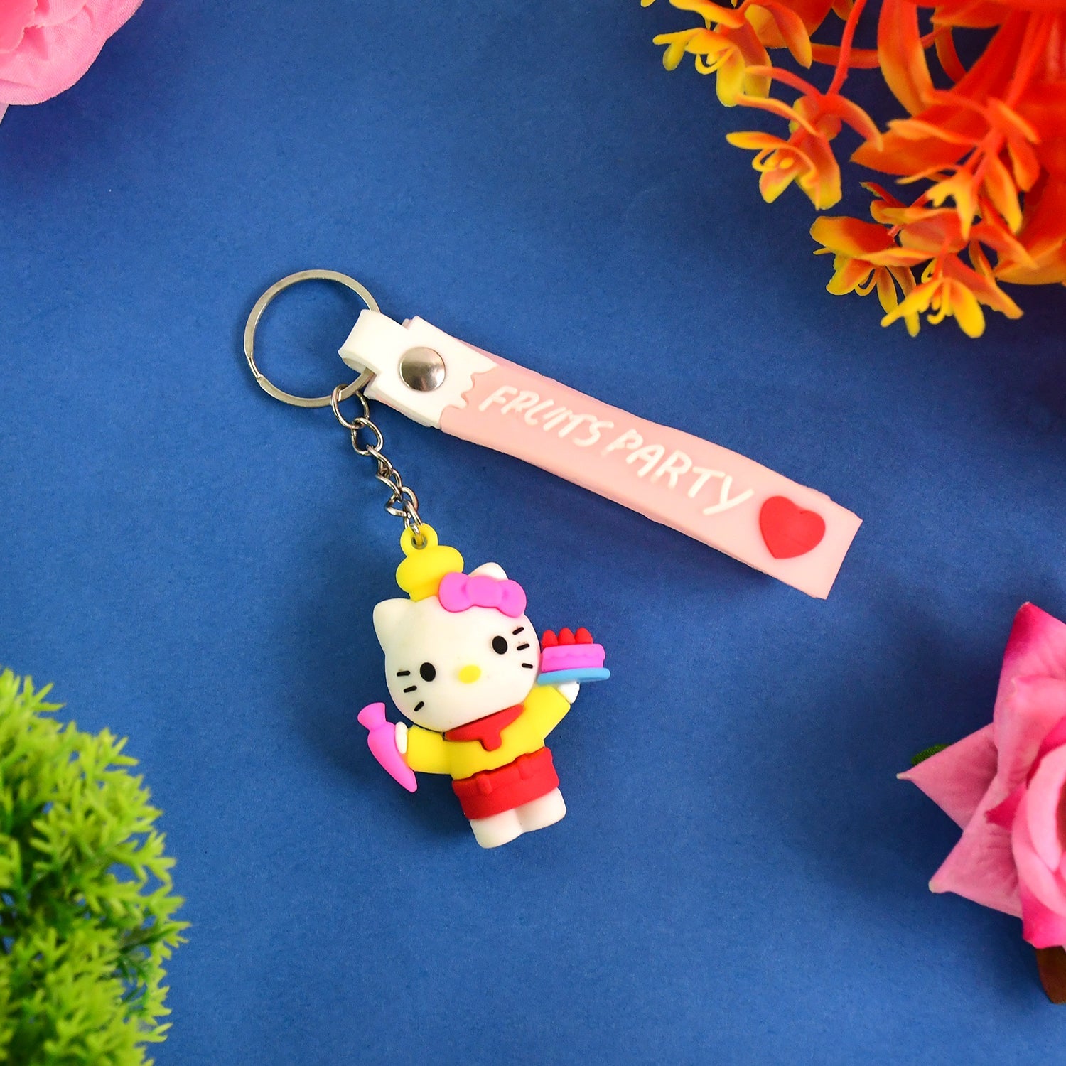 Cute Cartoon Silicone 3D Key Chain with Metal Hook & Strap (Pack of 1) Cute Cartoon Silicone 3D Key Chain with Metal Hook & Strap (Pack of 1)